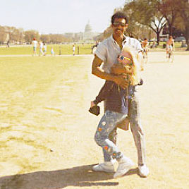 Dad and I in Washington. Dig my blue jean ensemble and gold shades. Dad was probably tickling me as he always did... Hence the mad giggle fit.